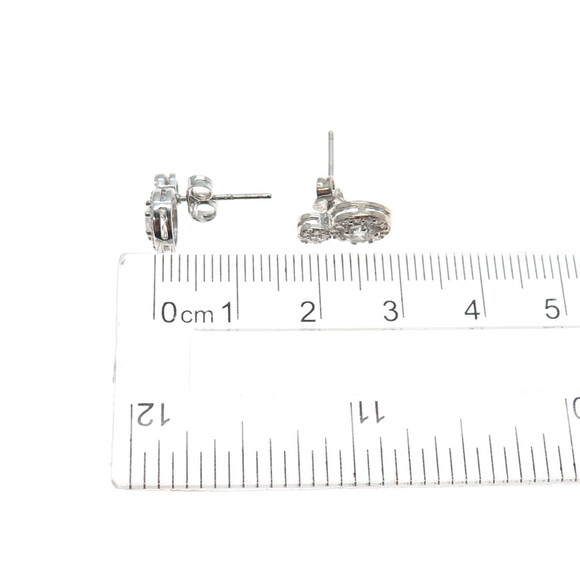 925 Sterling Silver Round-Cut C Z Snowman Stud Earrings - Picture 3 of 8